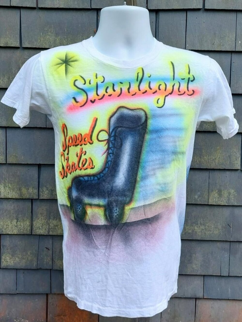 Early 80s 'Starlight Speed Skates' Airbrush All Over Print AOP T-Shirt Tee. Sz S